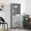 Image de vidaXL Buffet Haut, Armoire de Rangement avec Pieds, Meuble de Rangement, Organisateur Salon Salle de Séjour, Moderne, Gris Béton Bois d'Ingénierie