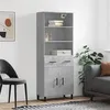 Image de vidaXL Buffet Haut, Armoire de Rangement avec Pieds, Meuble de Rangement, Organisateur Salon Salle de Séjour, Moderne, Gris Béton Bois d'Ingénierie