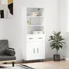 Image de vidaXL Buffet haut Blanc 69,5x34x180 cm Bois d'ingénierie 3200545