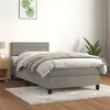 Image de vidaXL Boxspring met matras fluweel lichtgrijs 90x200 cm3141341