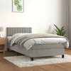 Image de vidaXL Boxspring met matras fluweel lichtgrijs 100x200 cm3141407