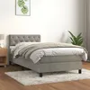 Image de vidaXL Boxspring met matras fluweel lichtgrijs 80x200 cm3141449