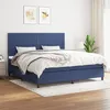Image de vidaXL Boxspring met matras stof blauw 200x200 cm3141727
