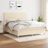 Image de vidaXL Sommier à Lattes de Lit avec Matelas, Lit Rembourré, Lit Double, Lit Adulte de Chambre à Coucher Intérieur, Moderne, Crème 180x200 cm Tissu 3142438