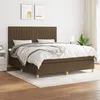 Image de vidaXL Boxspring met matras stof donkerbruin 180x200 cm3142516