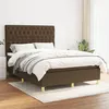 Image de vidaXL Boxspring met matras stof donkerbruin 140x200 cm3142580