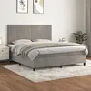 Image de vidaXL Boxspring met matras fluweel lichtgrijs 160x200 cm3142911