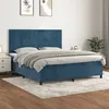 Image de vidaXL Boxspring met matras fluweel donkerblauw 160x200 cm3142915