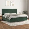 Image de vidaXL Sommier à Lattes de Lit avec Matelas, Lit Rembourré, Lit Double, Lit Adulte de Chambre à Coucher Intérieur, Moderne, Vert Foncé 200x200cm Velours 3142926