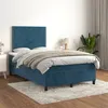 Image de vidaXL Boxspring met matras fluweel donkerblauw 120x200 cm3142957
