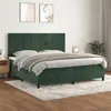 Image de vidaXL Sommier à Lattes de Lit avec Matelas, Lit Rembourré, Lit Double, Lit Adulte de Chambre à Coucher Intérieur, Moderne, Vert Foncé 200x200cm Velours 3143046