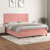 Image de vidaXL Boxspring met matras fluweel roze 160x200 cm3143096