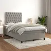 Image de vidaXL Boxspring met matras fluweel lichtgrijs 120x200 cm3143193