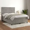 Image de vidaXL Boxspring met matras fluweel lichtgrijs 140x190 cm3143259