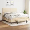 Image de vidaXL Sommier à Lattes de Lit avec Matelas, Lit Rembourré, Lit Double, Lit Adulte de Chambre à Coucher Intérieur, Moderne, Crème 180x200 cm Tissu