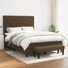 Image de vidaXL Boxspring met matras stof donkerbruin 140x190 cm3136832