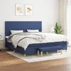 Image de vidaXL Boxspring met matras stof blauw 200x200 cm3137107