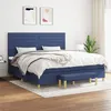 Image de vidaXL Boxspring met matras stof blauw 200x200 cm3137267