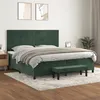 Image de vidaXL Sommier à Lattes de Lit avec Matelas, Lit Rembourré, Lit Double, Lit Adulte de Chambre à Coucher Intérieur, Moderne, Vert Foncé 200x200cm Velours
