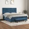 Image de vidaXL Boxspring met matras fluweel donkerblauw 160x200 cm3138095