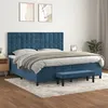 Image de vidaXL Boxspring met matras fluweel donkerblauw 200x200 cm3138107