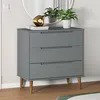 Image de Commode MOLDE Gris 80x40x80 cm Bois de pin massif