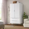 Image de Garde robe MOLDE Blanc 90x55x175 cm Bois massif de pin