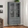 Image de Armoire à vitrine MOLDE Gris 90x35x175 cm Bois de pin massif
