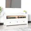 Image de vidaXL Meuble TV Blanc 114x35x52 cm Bois de pin massif821503