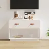 Image de Meuble TV Blanc 90x40x60 cm Bois de pin massif