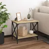Image de vidaXL Table d'Appoint, Table Basse avec Pieds Réglables, Bout de Canapé avec Rangement Salle de Séjour, Industriel, Chêne Sonoma Bois d'Ingénierie
