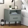 Image de vidaXL Table de chevet avec pieds en métal Gris Bois pin massif OSLO350971