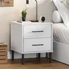 Image de Table de chevet avec pieds en métal Blanc Bois pin massif OSLO