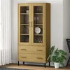 Image de vidaXL Bibliothèque avec Pieds en Métal, Armoire à Livres avec 4 Compartiments, Étagère à Livres avec 2 Tiroirs Salle de Séjour, Industriel, Marron Bois