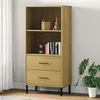 Image de Bibliothèque à 2 tiroirs Marron 60x35x128,5 cm Bois massif OSLO