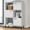 Image de vidaXL Bibliothèque avec pieds en métal Blanc 90x35x128,5 cm Bois OSLO351014