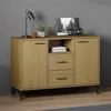 Image de Buffet avec pieds en métal Marron 113x40x77 cm Bois massif OSLO