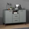 Image de Buffet avec pieds en métal Gris 113x40x77 cm Bois massif OSLO