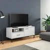 Image de Meuble TV avec pieds en métal Blanc Bois de pin massif OSLO