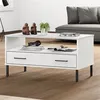 Image de vidaXL Table basse avec pieds en métal Blanc 85x50x45 cm Bois OSLO351035