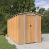 Image de vidaXL Abri de jardin Marron clair 192x440x223 cm Acier galvanisé 3147474