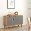 Image de vidaXL Buffet Armoire de Rangement Organisateur de Maison Meuble de Salle de Séjour Intérieur Marron et Gris 114x43x73,5 cm Bois Massif de Pin