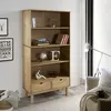 Image de Bibliothèque OTTA avec 2 tiroirs Marron Bois massif pin