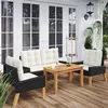 Image de Ensembles de bancs. canapes et tables de jardin vidaxl resine tressee 4 pieces 3 personnes 58 x 64 x 60 cm noir