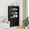 Image de Buffet haut Noir 80x35x154 cm Bois massif de pin