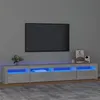 Image de Meuble TV avec lumières LED Gris béton 240x35x40 cm
