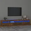 Image de Meuble TV avec lumières LED Chêne fumé 240x35x40 cm