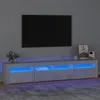 Image de Meuble TV avec lumières LED Gris béton 210x35x40 cm