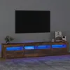Image de Meuble TV avec lumières LED Chêne fumé 210x35x40 cm