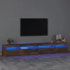 Image de vidaXL Meuble TV avec lumières LED Chêne fumé 270x35x40 cm3152751